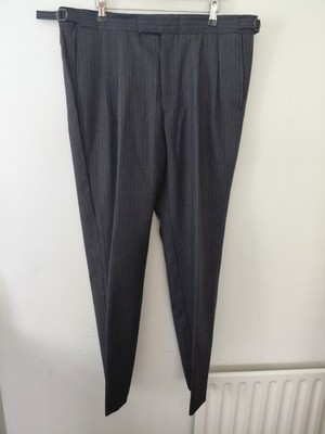 English Marks Spencer Grey Morning Trousers Striped 38 Savile London Royal Ascot
