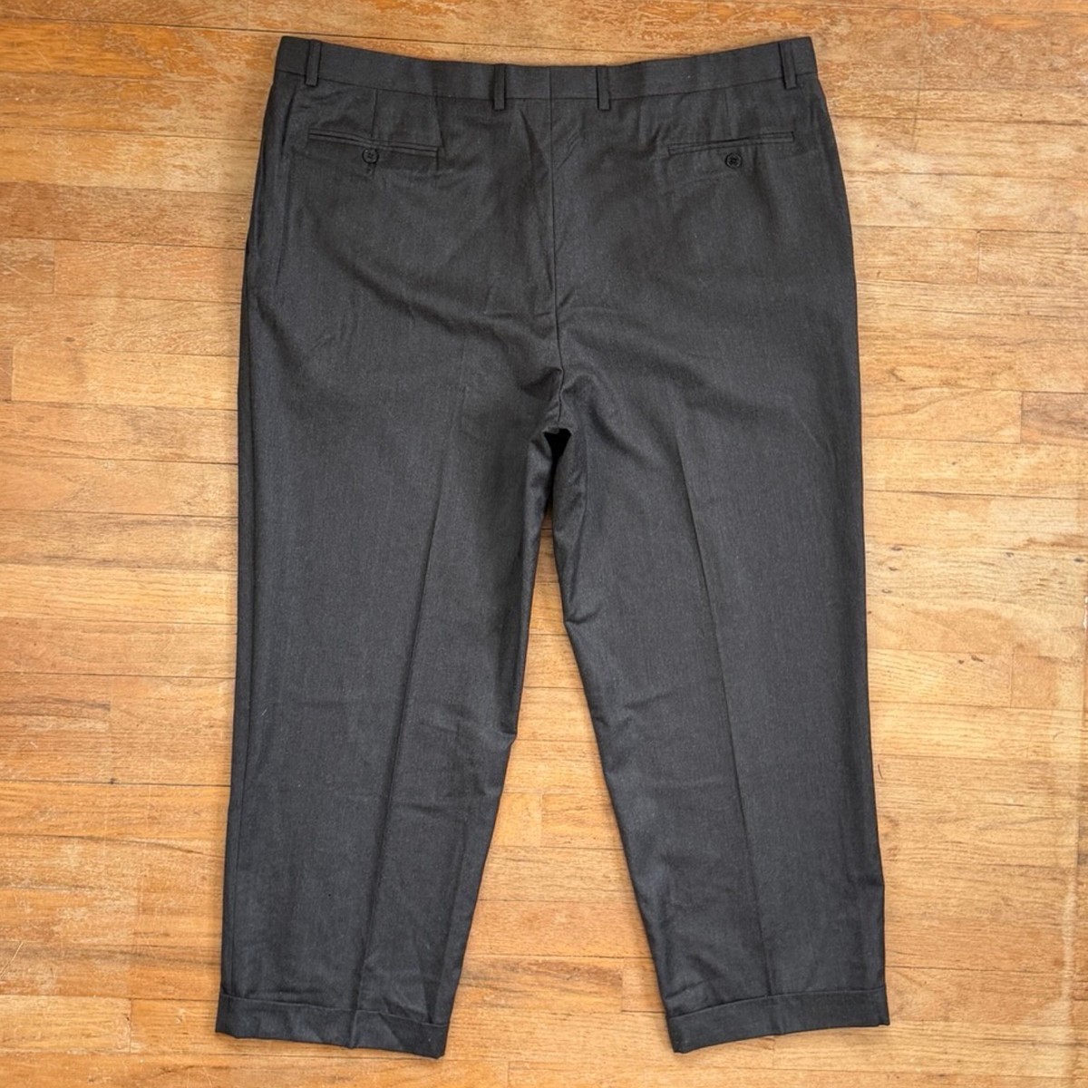 Vintage Mens Triple Pleated Wool Pants Size 44x29 1990s Charcoal