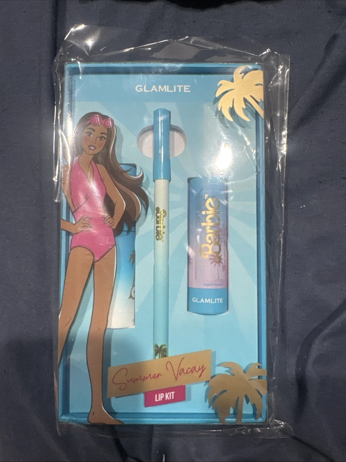 GLAMLITE x Barbie Summer Vacay 3PC Lip Kit Liner, Gloss & Lipstick NIB