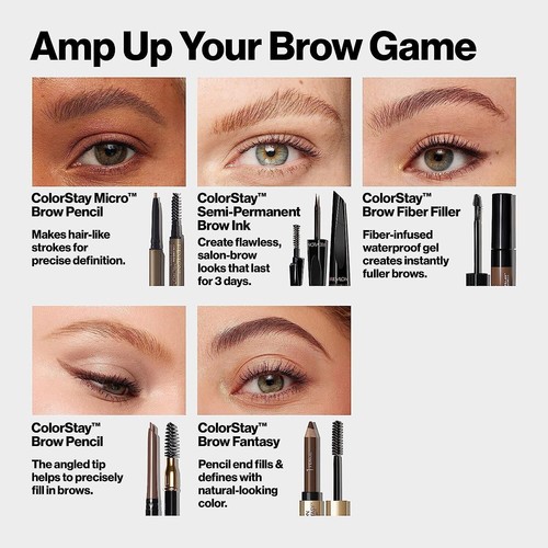 Revlon ColorStay Micro Eyebrow Pencil with Built In Spoolie Brush, Infused... - 第 11/11 張圖片