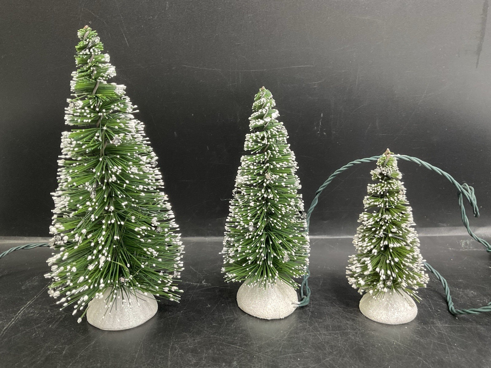 Hawthorne Village Lighted Christmas Trees Set Of 3 Light Up Winter Pines 2005