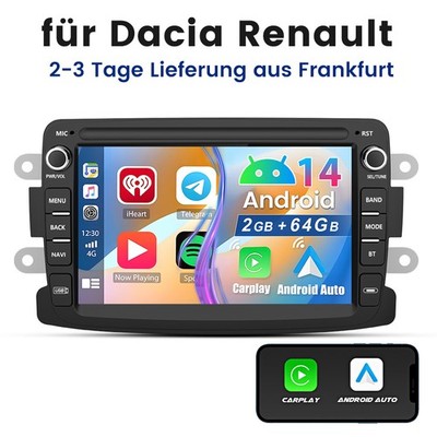 64GB Android 14 Autoradio GPS Für Renault Dacia Duster Sandero Lodgy SWC Carplay