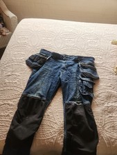 DASSY EUROPE CRATOS MELBOURNE MENS CAT II BLUE DENIM WORK PANTS SZ 44 DISTRESSED
