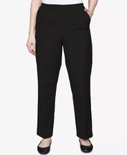 Alfred Dunner Classics Twill Pull-On Pants Women's 10 Black Pocket Elastic Waist