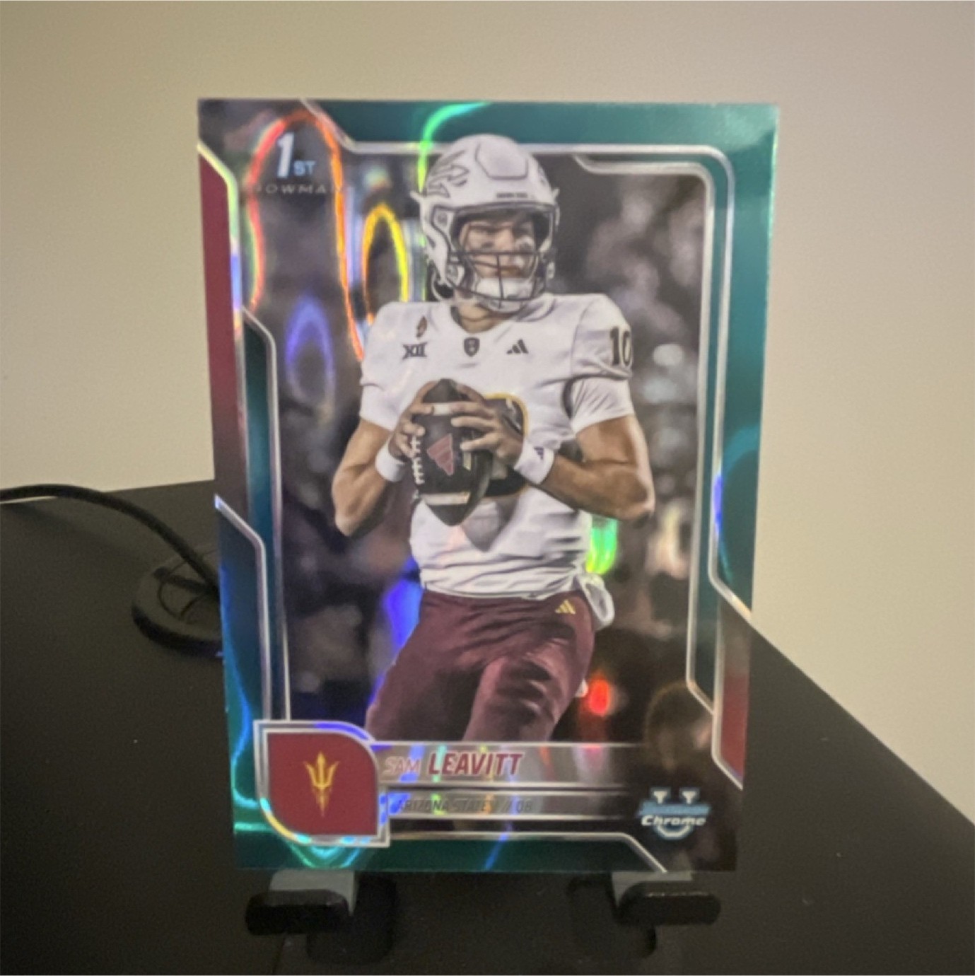 2025 Topps Bowman University Chrome Sam Leavitt Teal Lava #195 Arizona State
