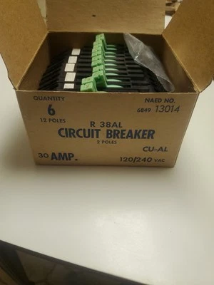 (1) Zinsco RC38 CU-AL Two Pole Thin Circuit Breaker 30 Amp 120/240V NEW OLD STk