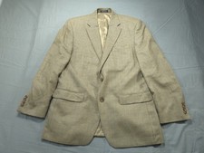 Ralph Lauren Blazer Jacket 42R Beige Houndstooth Silk Wool Sport Coat Two Button