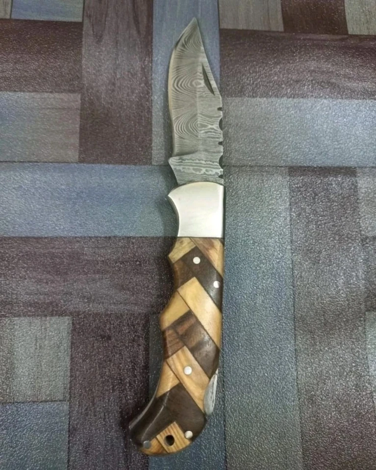 LOTE de 20 piezas Cuchillo Plegable de Caza de Acero Damasco, Cuchillos de Bolsillo con Funda Foto 4 de 4