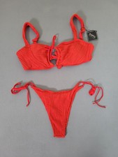 ZAFUL Womens Cinched Bikini Textured Knotted Tied Side Two Piece Swimsuit XL
