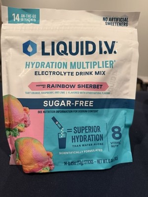 Liquid I.V Hydration Multiplier Sugar-Free Rainbow Sherbet Electrolyte Drink Mix