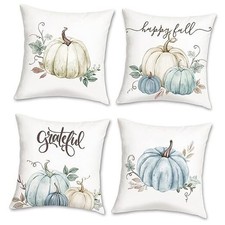 Fall Thanksgiving Throw Pillow Covers 18 x 18 18" x 18" Pack of 4 Pumpkin-1