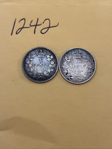 1900 Oval & Round 00’s Varieties Canada - 5 Cents Silver - Scarce - World Coins