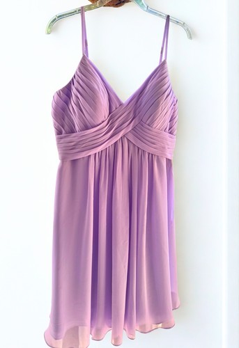 Azazie Homecoming Bridesmaid Spaghetti Strap Draped Dress Lilac Size 14