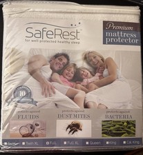 SafeRest Waterproof Full Size Mattress Protector - Fitted with Stretchable NEW 