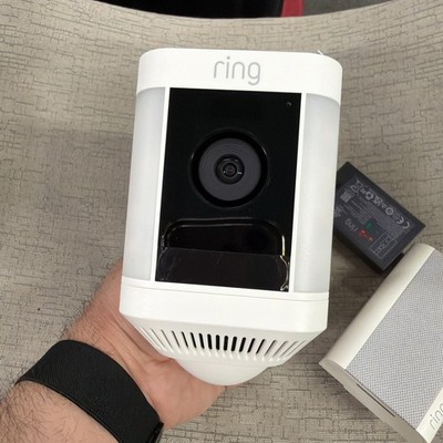 Ring Spotlight Cam Battery Wireless Camera (White) And Ring Chime Pro (2ndGen)