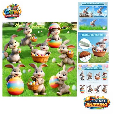 Whimsical 8-Piece Bunny Yard Decor Set - Perfect for Easter Celebrations