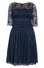 Kiyonna Womens Plus Size Luna Lace A-Line Dress 2X Navy - NWT $158
