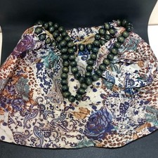 Bag Boho Fabric Hobo with Wooden Bead Handles Paisley Floral Print Vintage