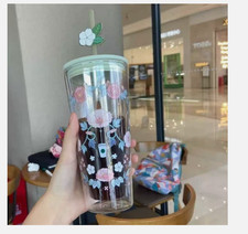 2025  Starbucks China Spring Flower Series Green Glass Straw Cup 20oz Tumbler