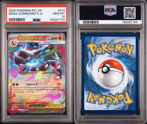 PSA 10 2025 Pokemon PFL EN Mega Charizard X Ex #13 Mint Phantasmal Flames