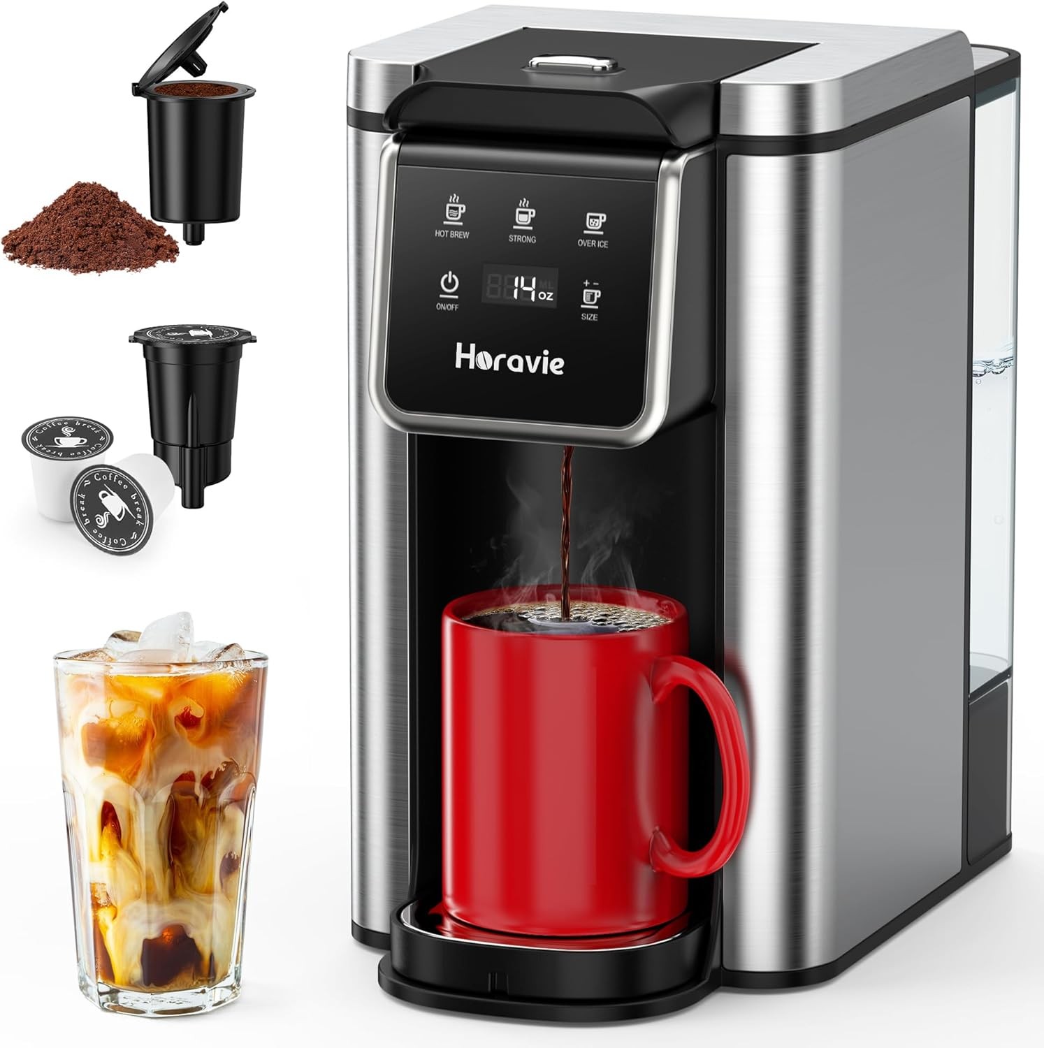 For K-cup Pod And Grounds, Hot And Iced Coffee Maker,