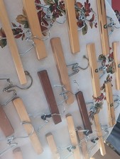 Lot of 18 Wooden Pants / Skirt Clamp Clip Clothes Hangers