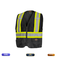 Pioneer Safety Vest For Men Hi Vis Reflective Solid Neon 8 Pockets Zipper