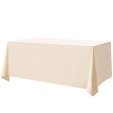 Ivory Tablecloth 90 x 132-inch Rectangular Polyester Table Cloth for Weddings...