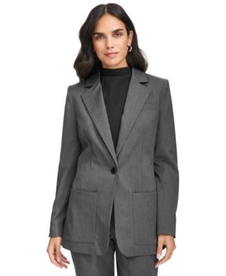 Calvin Klein Womens Herringbone One-Button 197383151921 16 RT $159.0