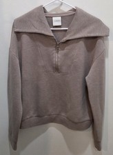 Varley Yates Half-Zip Sweatshirt Doublesoft Taupe Marl Women s XL Quiet Luxury