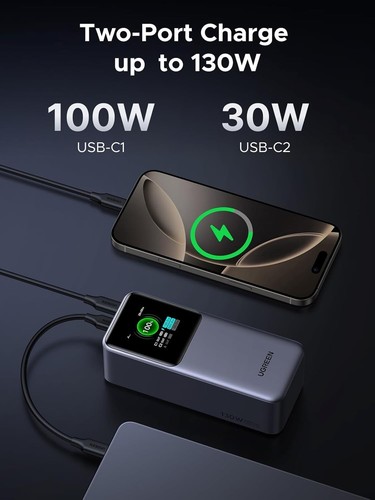 UGREEN Nexode Power Bank 20000mAh 130W Fast Charging, 3-Port USB C Portable Char - 第 6/9 張圖片