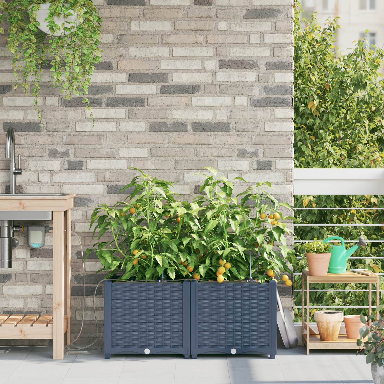 Vasi da giardino Grigio 80 x 40 x 37.5 cm Acciaio 2805543