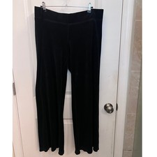 Vtg Y2K Juicy Couture Low Rise Black Terry Cloth Wide Leg Track Pants XL USA
