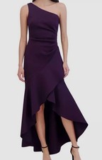 Eliza J Women's Purple One-Shoulder High-Low Hem Sleeveless Dress Gown Size 8