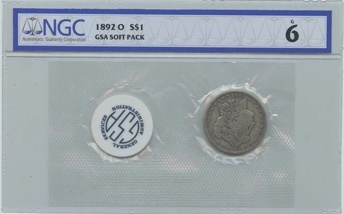 1892-O Morgan Dollar GSA SOFT PACK S$1 NGC G6