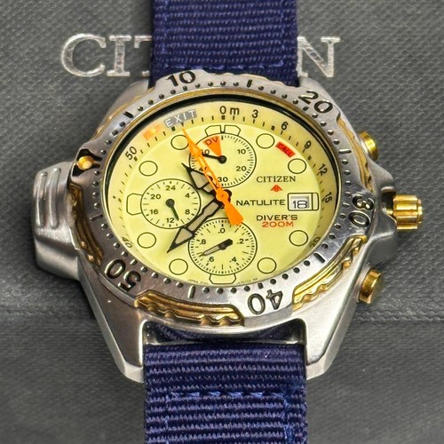 Vintage Citizen Promaster Natulite Full Lume Chronograph Depth Sensor Watch