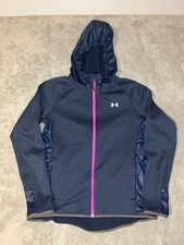 Under Armour Women s L Navy Pink Full Zip Cold Weather Hybrid Hoodie Jacket