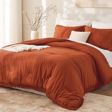 Comforter California King Burnt Orange, 3 Pieces Boho Bedding