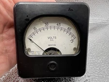 WESTON ELECTRICAL Vintage Panel Meter  MIDEL 301 D. C. Volts 0-75 TESTED VG+
