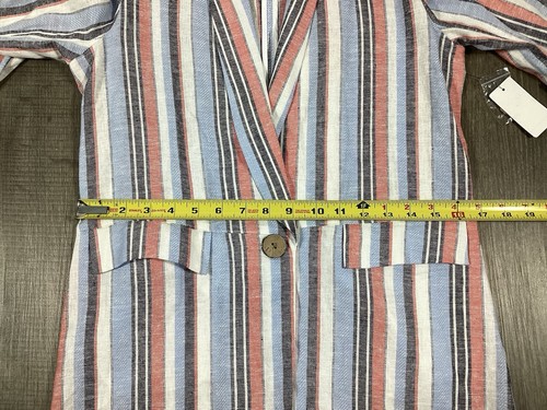 Laundry By Shelli Segal Striped Scrunched Sleeve Linen Blend Blazer Size XS/TP - Picture 9 of 12