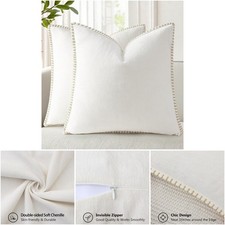 Spring Chenille Soft Cozy 18x18 Set Of 2 Modern Farmhouse Boho Velvet Pillow