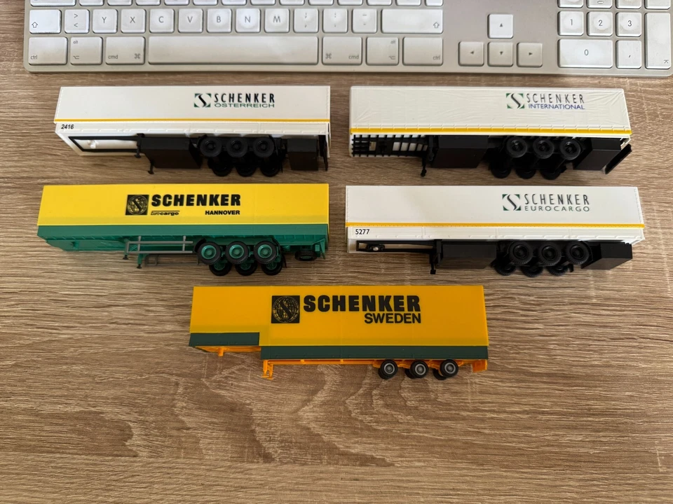 5 Herpa / Albedo / AWM 1:87 Semirimorchio Schenker Buono Stato Senza Conf. Orig. - Immagine 2 di 4
