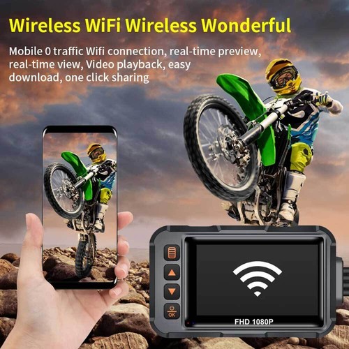 3"Motorcycle DVR Dash Cam Front & Rear Dual Camera GPS WiFi 24HR Parking +64GB - Picture 9 of 19