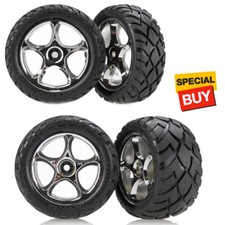 Traxxas Front  Rear Tracer 2.2" Chrome Wheels w/ Anaconda Tires : Bandit