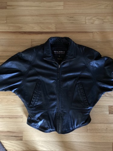 WILSONS M Insulated Black Leather Cropped Motorcycle Biker Moto Jacket Mint - Picture 7 of 12
