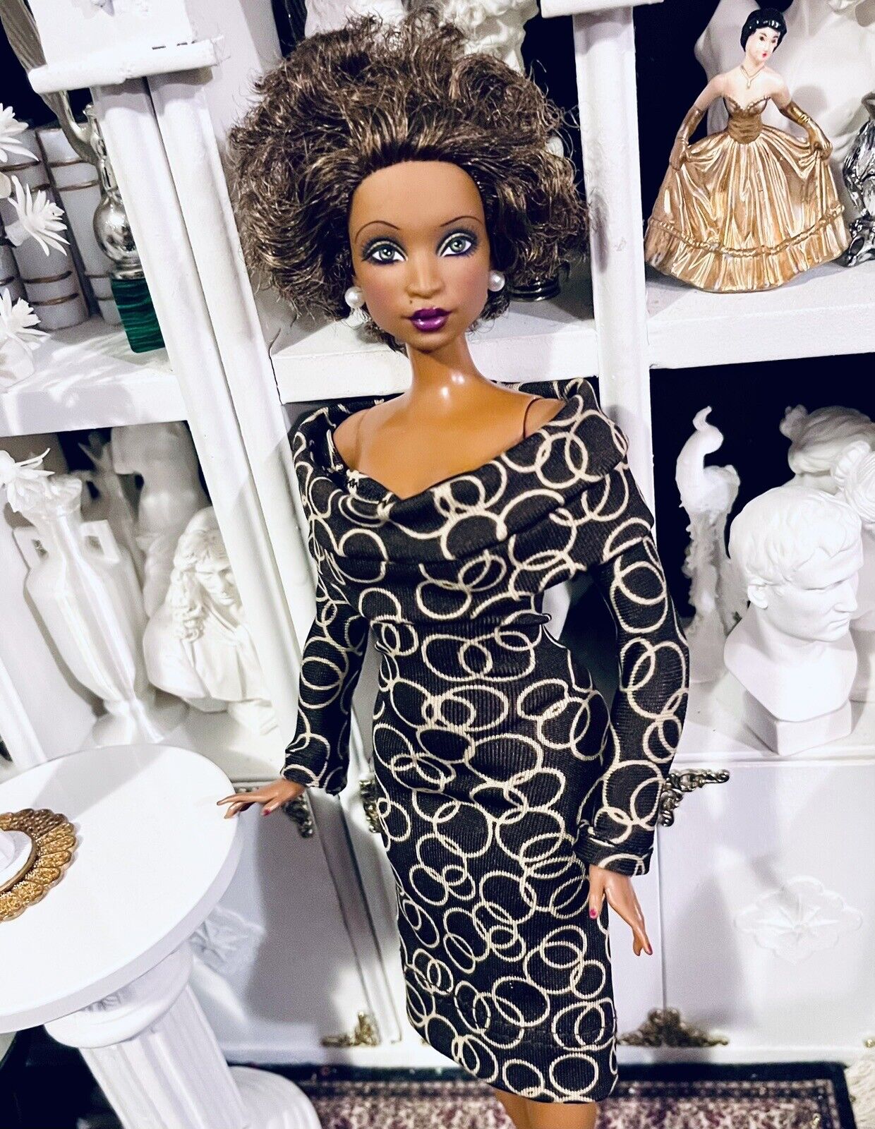 OOAK Curvy Fashion Doll Size Chic Designer Look Coco Cocktail Dress Ensemble!