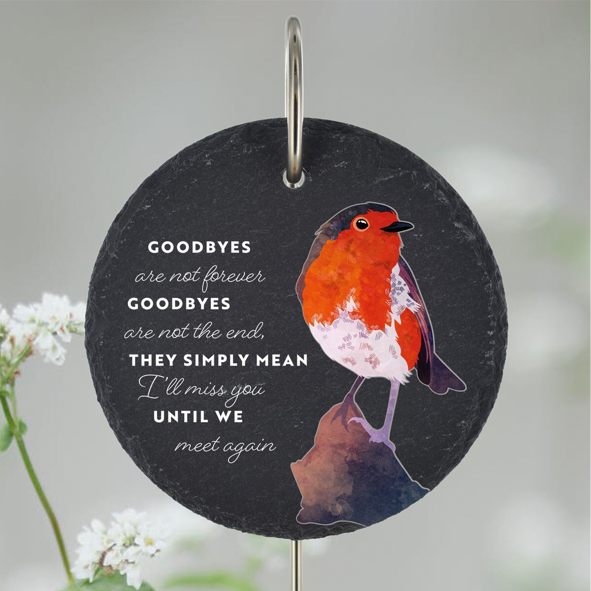 Robin Grave Stick Marker Plaque Ornament Memorial Slate Graveside Decor Goodbyes