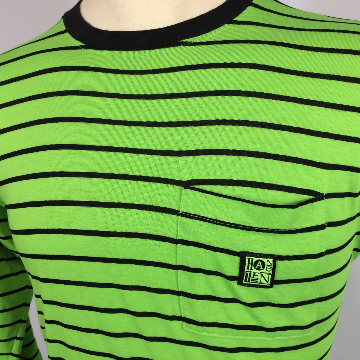 Rare Vintage Surf Stripe 80s 90s Hang Ten Neon Skate Beach T Shirt