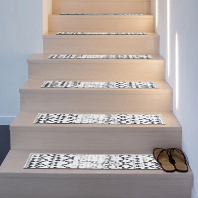 Rugshop Rug for Stairs Distressed Bohemian Non-Slip Stair Treads Mats Set Cream
