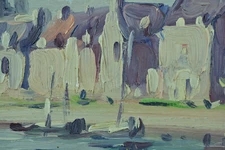 Beautiful Antique Painting Breton Marine Landscape Impressionist N. DELANNOY